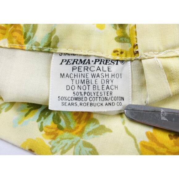 Vintage Sears Roebuck Pillowcase Yellow Orange Floral Perma Prest Percale 30x20 - Picture 4 of 5